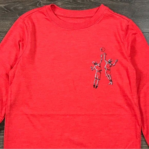 Cat & Jack Boys Robotic Basketball Game Graphic Logo Long Sleeve Red Shirt Sz M - Picture 6 of 8